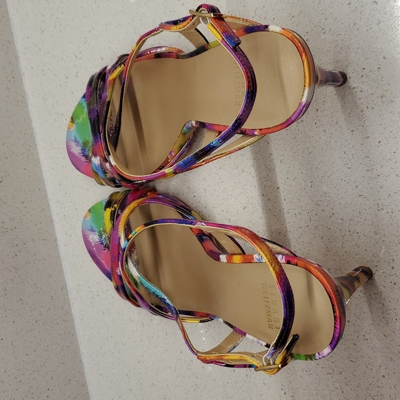 STUART WEITZMAN multi-color heels (sz 8M) - Picture 5 of 10